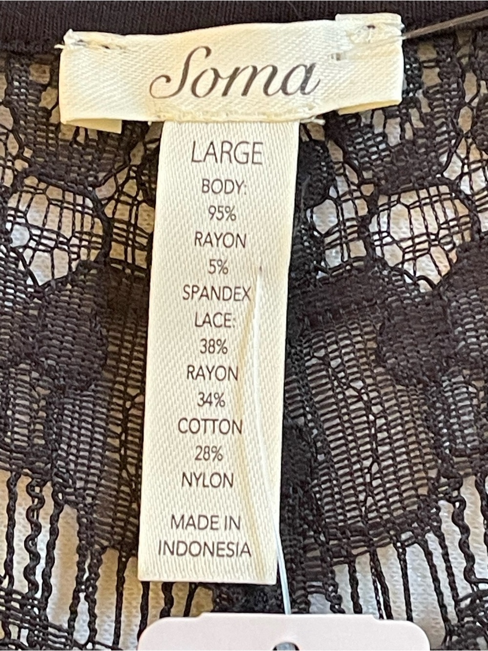 Soma Black Lace Detail Lounge Wrap Cardigan Large NWT - Picture 7 of 9